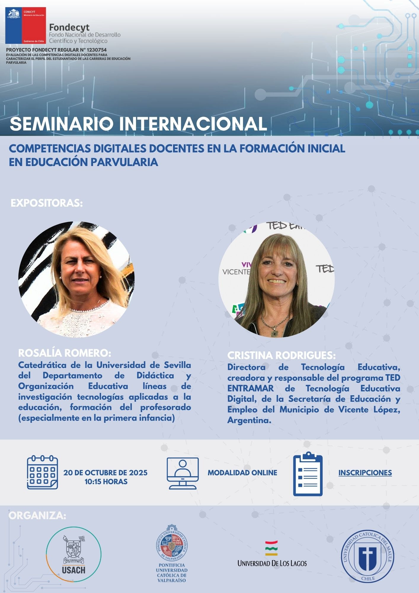 Grabación – Seminario “Competencias Digitales Docentes en la Formación Inicial en Educación Parvularia”